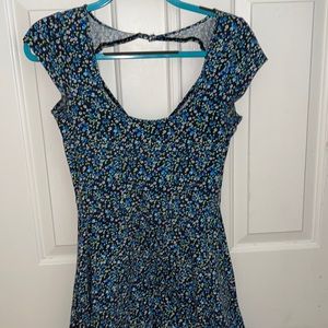American Eagle Faded Floral Blue and Gray Dress